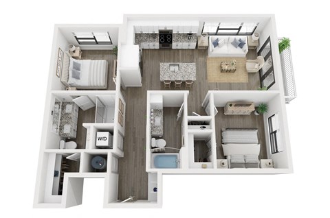 Ironcrest B1 2 bed 2 bath floor plan Cat Ironcrest, Texas